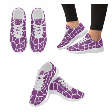 Womens Running Sneakers - Custom Giraffe Pattern w/ White Background - Giraffe Pattern - Purple Womens Running Shoes (Model 020) / US6 -