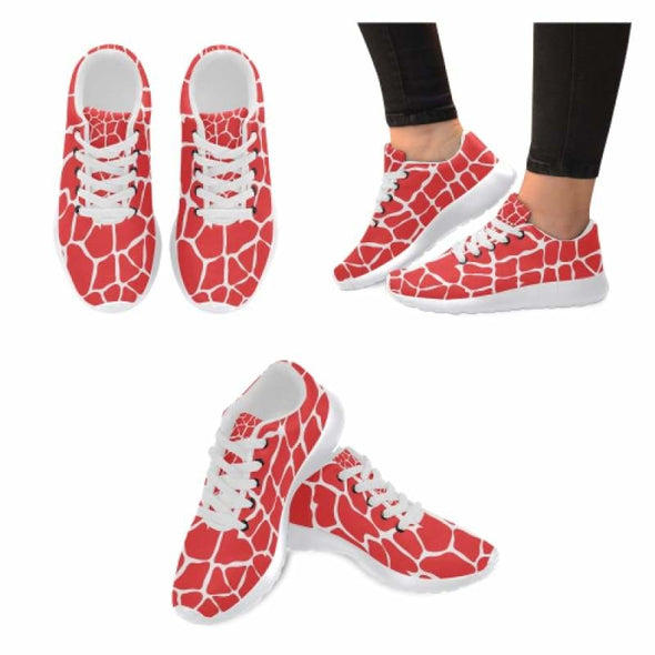 Womens Running Sneakers - Custom Giraffe Pattern w/ White Background - Red Giraffe / US6 - Footwear giraffes sneakers