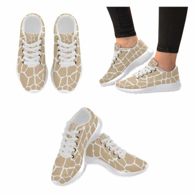 Womens Running Sneakers - Custom Giraffe Pattern w/ White Background - Tan Giraffe / US6 - Footwear giraffes sneakers