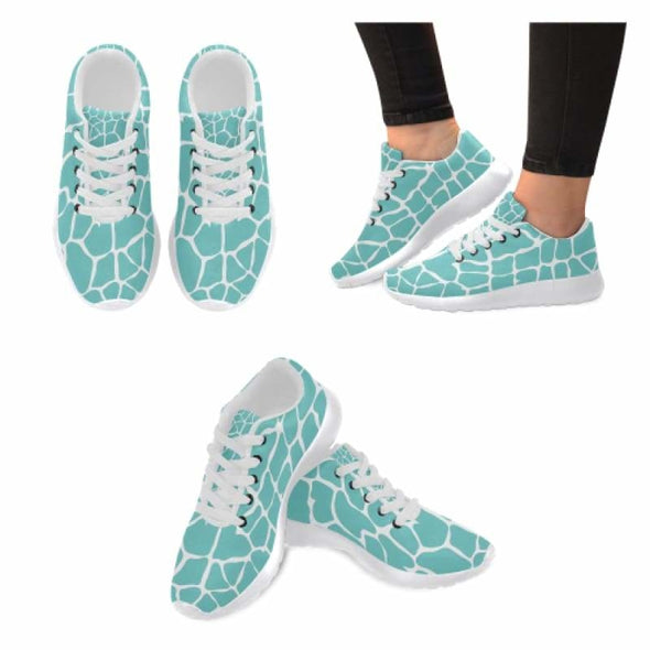 Womens Running Sneakers - Custom Giraffe Pattern w/ White Background - Turquoise Giraffe / US6 - Footwear giraffes sneakers