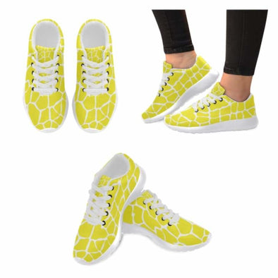 Womens Running Sneakers - Custom Giraffe Pattern w/ White Background - Yellow Giraffe / US6 - Footwear giraffes sneakers