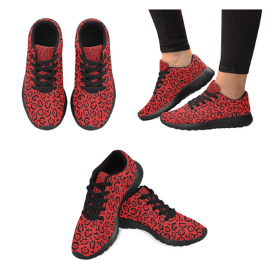 Womens Running Sneakers - Custom Jaguar Pattern - Red Jaguar / Us6 - Footwear Big Cats Jaguars Sneakers