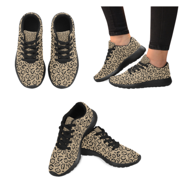 Womens Running Sneakers - Custom Jaguar Pattern - Tan Jaguar / Us6 - Footwear Big Cats Jaguars Sneakers