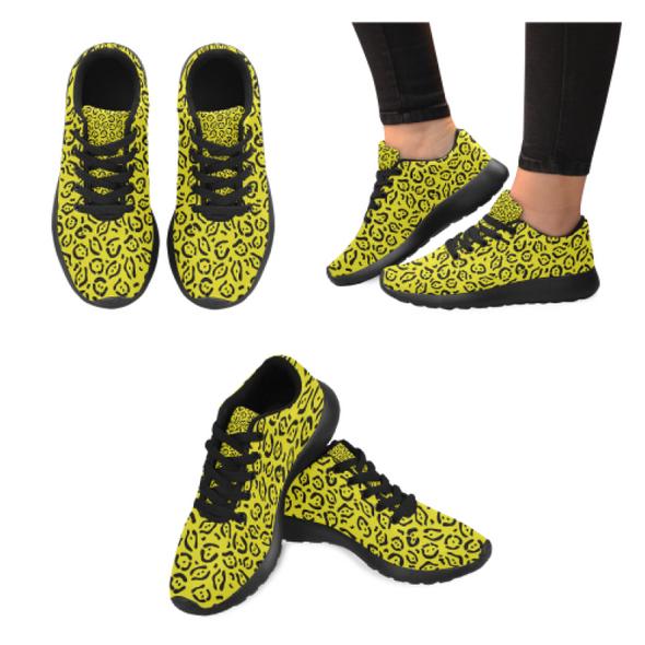 Womens Running Sneakers - Custom Jaguar Pattern - Yellow Jaguar / Us6 - Footwear Big Cats Jaguars Sneakers