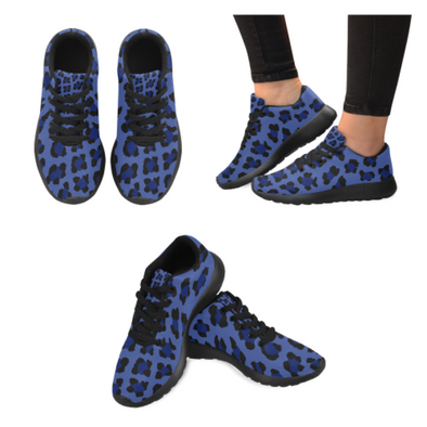 Womens Running Sneakers - Custom Leopard Pattern - Blue Leopard / Us6 - Footwear Big Cats Leopards Sneakers