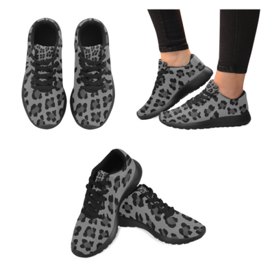 Womens Running Sneakers - Custom Leopard Pattern - Gray Leopard / Us6 - Footwear Big Cats Leopards Sneakers