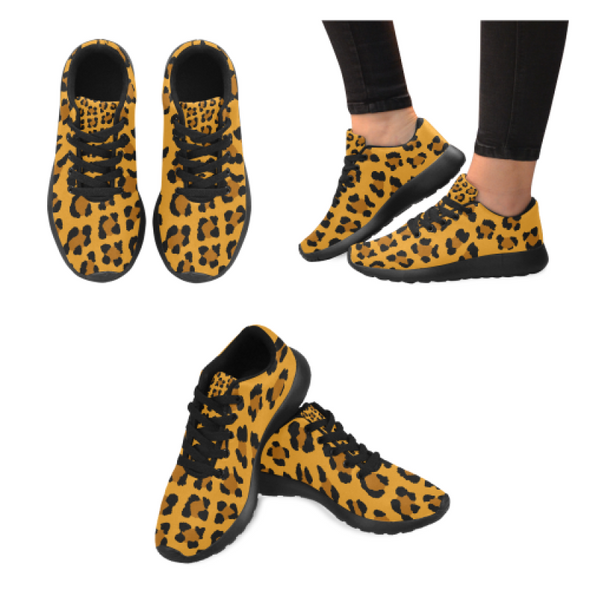 Womens Running Sneakers - Custom Leopard Pattern - Orange Leopard / Us6 - Footwear Big Cats Leopards Sneakers