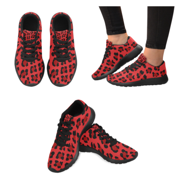 Womens Running Sneakers - Custom Leopard Pattern - Red Leopard / Us6 - Footwear Big Cats Leopards Sneakers