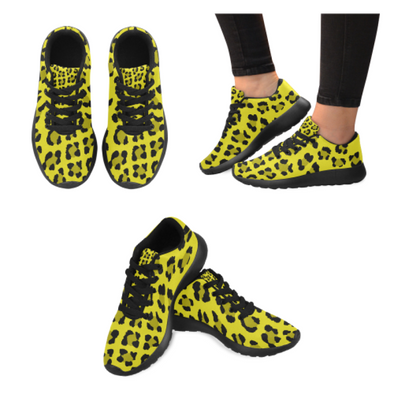 Womens Running Sneakers - Custom Leopard Pattern - Yellow Leopard / Us6 - Footwear Big Cats Leopards Sneakers
