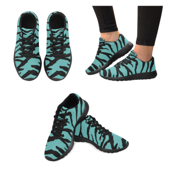 Womens Running Sneakers - Custom Tiger Pattern - Turquoise Tiger / Us6 - Footwear Big Cats Hot New Items Sneakers Tigers