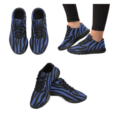 Womens Running Sneakers - Custom Zebra Pattern - Blue Zebra / Us6 - Footwear Sneakers Zebras
