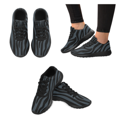 Womens Running Sneakers - Custom Zebra Pattern - Charcoal Zebra / Us6 - Footwear Sneakers Zebras