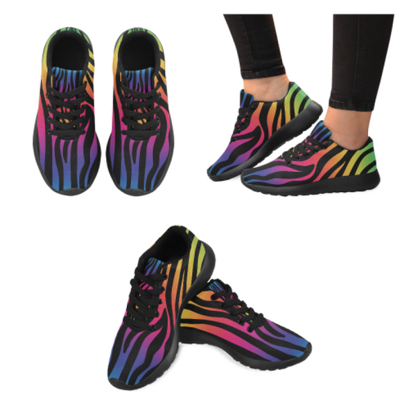 Womens Running Sneakers - Custom Zebra Pattern - Rainbow Zebra / Us6 - Footwear Sneakers Zebras