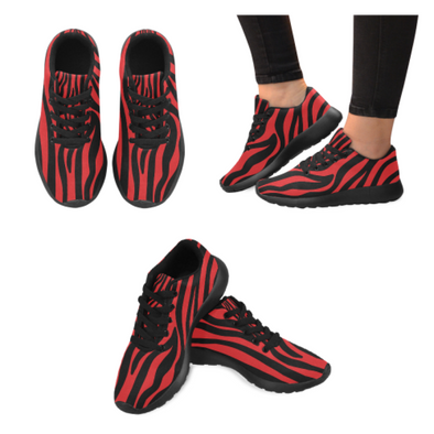 Womens Running Sneakers - Custom Zebra Pattern - Red Zebra / Us6 - Footwear Sneakers Zebras